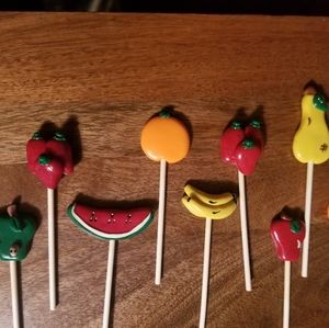 Set of 15 3D Fruit Lollipop Decorations